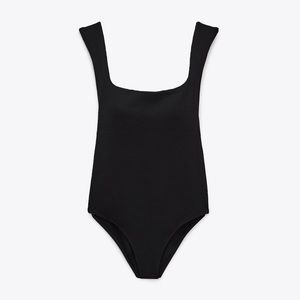 Zara Textured Swimsuit In Black size S